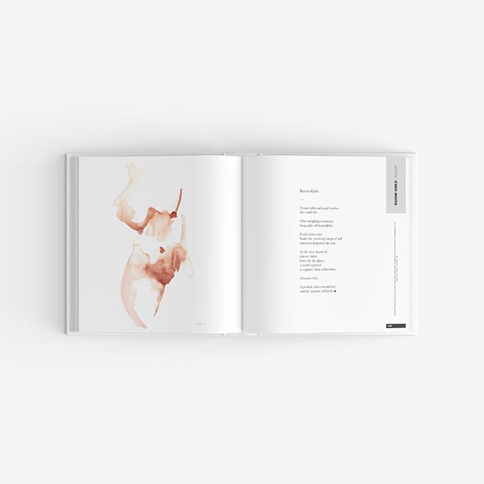 'Raisin Girls' poem by Amy Shelver next to 'Whispers on my body' artwork by Amy Keevy